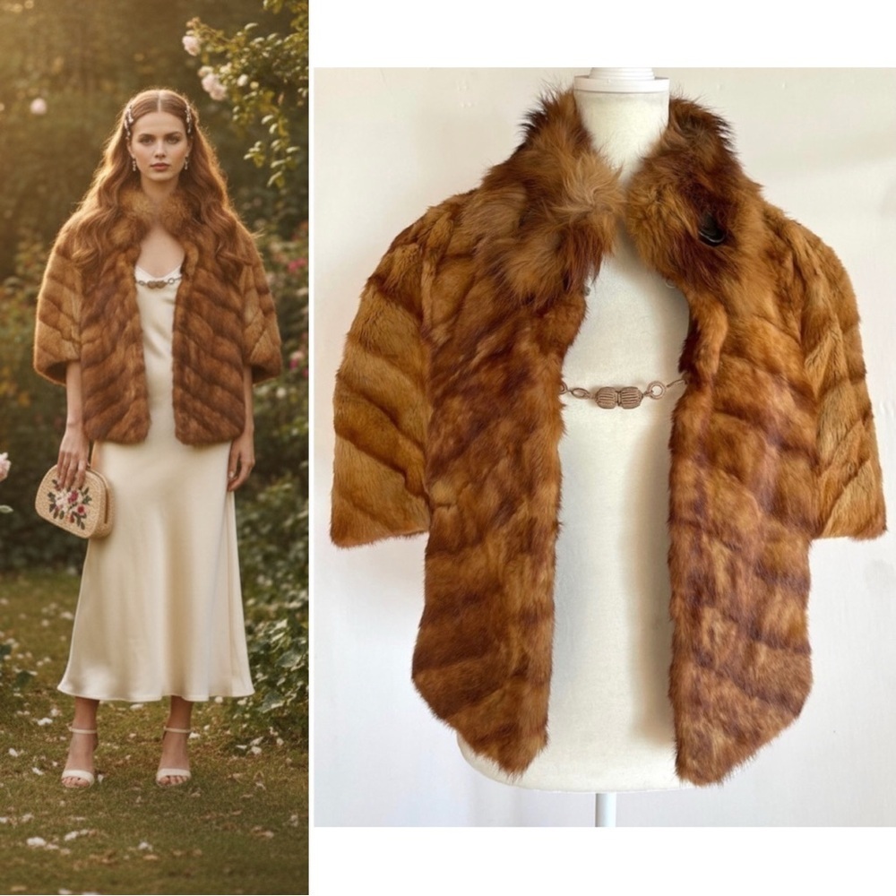 Vintage 1940’s Fur Cape Shrug Fox
